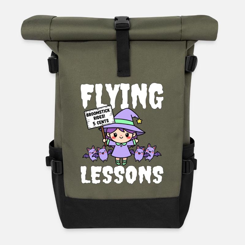 COURS DE PILOTAGE - WITCH HALLOWEEN - Sac à dos roll top - olive/noir