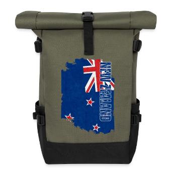 Drapeau néo-zélandais, grunge vintage - Sac à dos roll top - olive/noir - Devant
