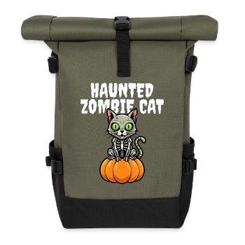 HAUNTED_ZOMBIE_CAT - Roll Top Backpack - olive/black - Front