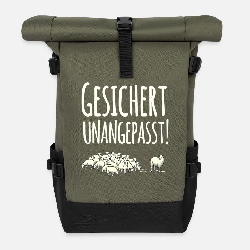 Gesichert Unangepasst Schaaf Herde - Rolltop Rucksack - Olive/Schwarz