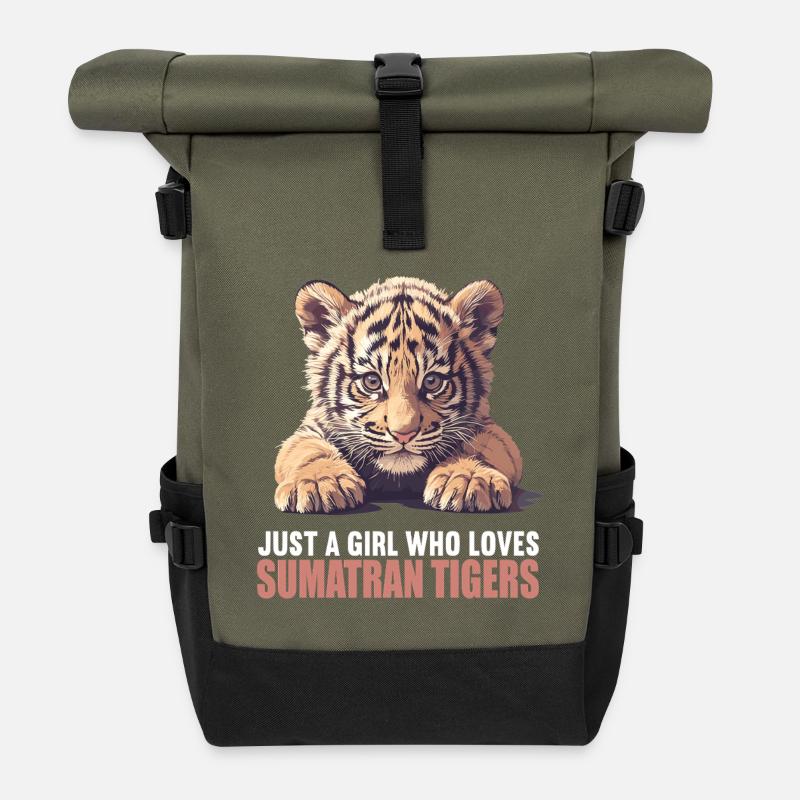 Sumatra-Tiger - Rolltop Rucksack - Olive/Schwarz