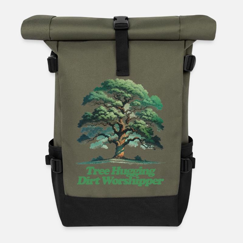 Baumumarmender Dreckflüsterer T-Shirt Design - Rolltop Rucksack - Olive/Schwarz
