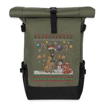 Santa Ugly Christmas Süße Katzen - Rolltop Rucksack - Olive/Schwarz - Vorne