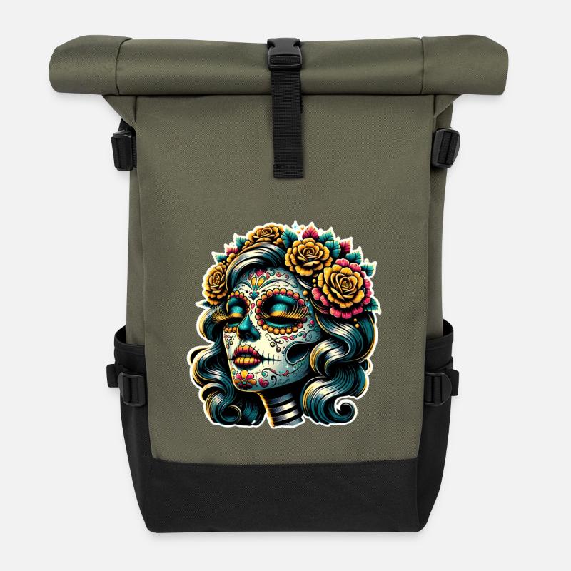 La Catrina - Rolltop Rucksack - Olive/Schwarz
