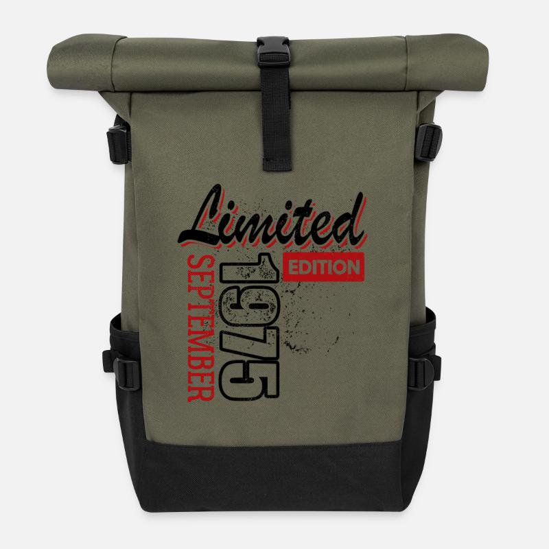 Limited Edition September 1975 Geburtstag Geschenk - Rolltop Rucksack - Olive/Schwarz