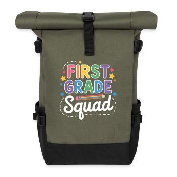 First Grade Squad Back To School - Roll Top Backpack - olive/black - Front