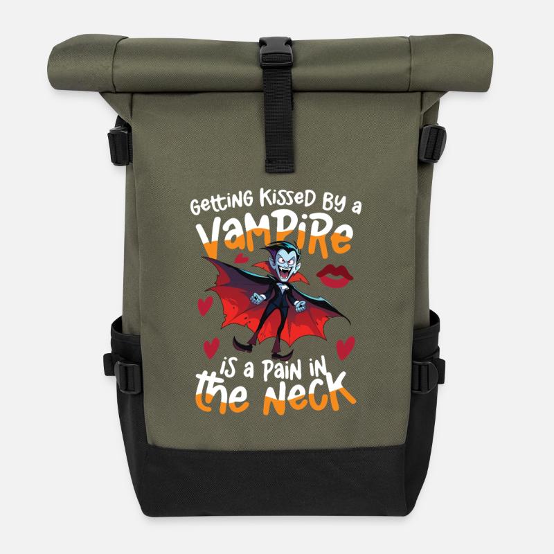 Halloween Vampir Spruch Getting Kissed By A - Rolltop Rucksack - Olive/Schwarz