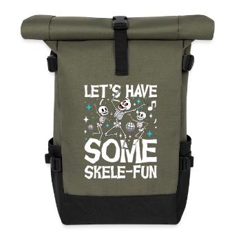  Lets Have Some Skele Fun Tanzende Skelette - Rolltop Rucksack - Olive/Schwarz - Vorne