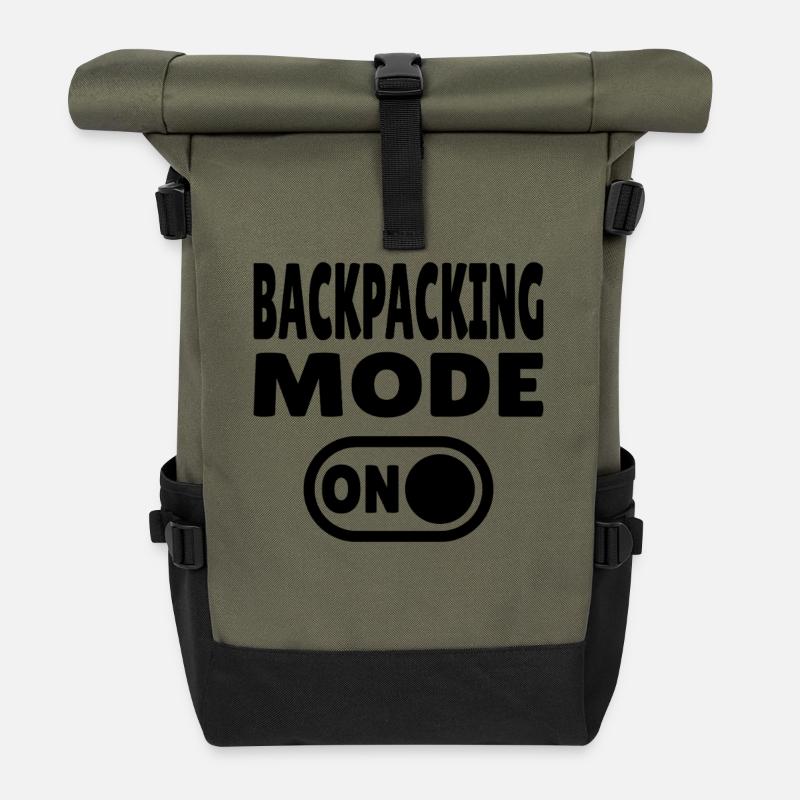 Backpacking Mode ON Abenteuer und Reise Lifestyle - Rolltop Rucksack - Olive/Schwarz