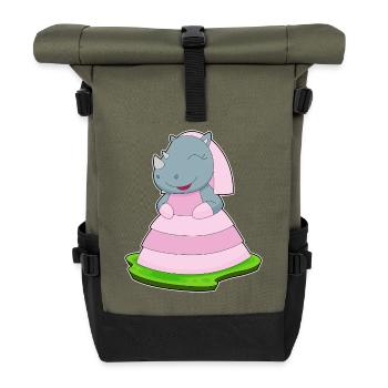 Nashorn Braut Schleier Hochzeit - Rolltop Rucksack - Olive/Schwarz - Vorne
