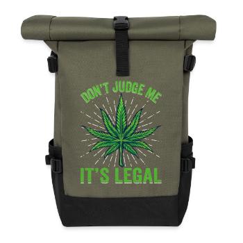 Legalisierung Cannabis Blatt Illustration - Rolltop Rucksack - Olive/Schwarz - Vorne