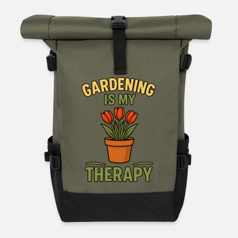 Gartenliebe Therapeutisches Design - Rolltop Rucksack - Olive/Schwarz