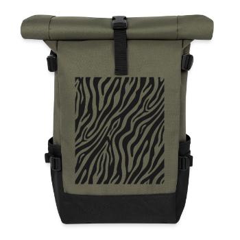 Motif zèbre - Sac à dos roll top - olive/noir - Devant