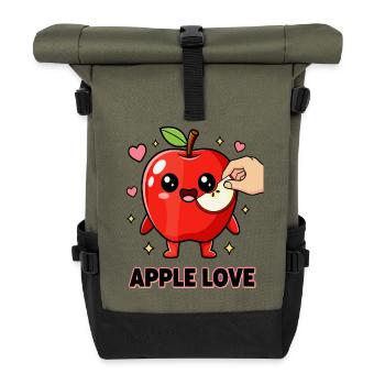 Apple Love Kawaii Kawaii Manga Apple - Roll Top Backpack - olive/black - Front