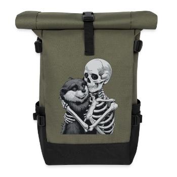 Otter Skelett Halloween - Rolltop Rucksack - Olive/Schwarz - Vorne