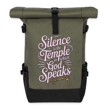 Silence – God Speaks Design - Rolltop Rucksack - Olive/Schwarz - Vorne