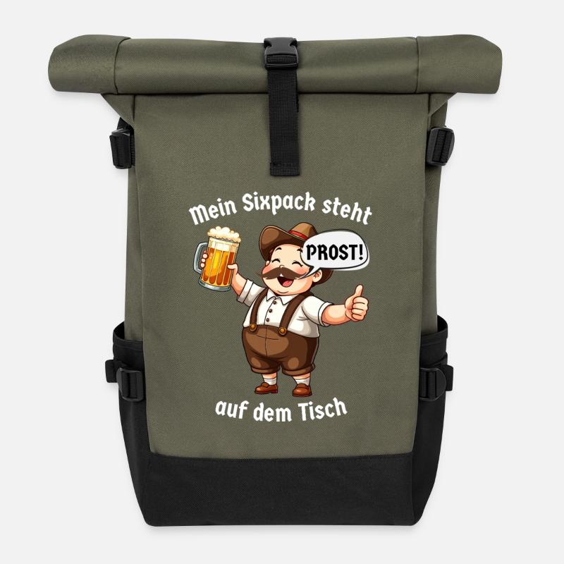 Mon pack de six est sur la table Dicton bavarois - Sac à dos roll top - olive/noir