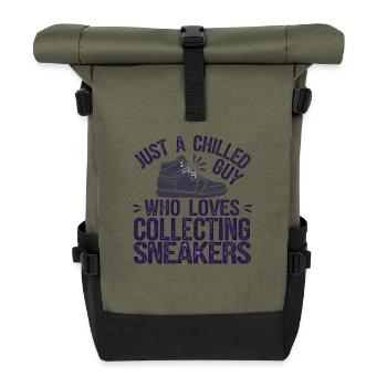 Chilled Sneaker Collector Print - Roll Top Backpack - olive/black - Front