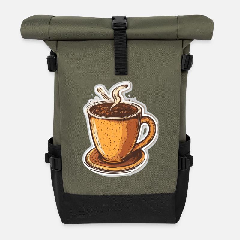Kaffee - Rolltop Rucksack - Olive/Schwarz