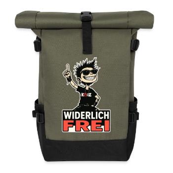 Rebellischer Punk ist widerlich frei - Rolltop Rucksack - Olive/Schwarz - Vorne