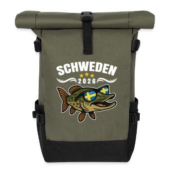 Fishing holidays Sweden 2026 - Roll Top Backpack - olive/black - Front