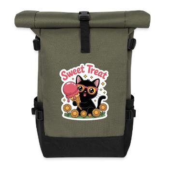Sweet Treat Black Cat avec glace d’été - Sac à dos roll top - olive/noir - Devant