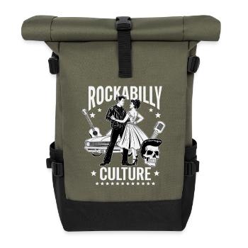 Rockabilly Culture Retro Style Music and Lifestyle - Roll Top Backpack - olive/black - Front