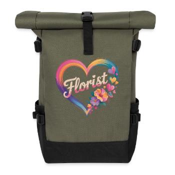 Cœur de fleuriste avec des fleurs - Sac à dos roll top - olive/noir - Devant