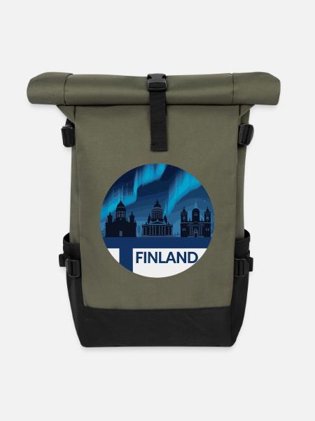 Finnland Aurora Skyline - Rolltop Rucksack - Olive/Schwarz
