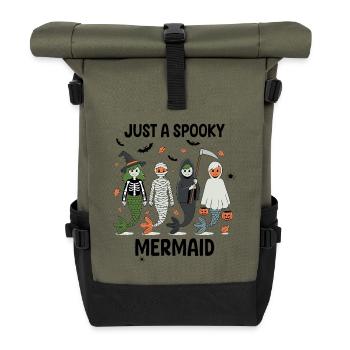 Spukende Meerjungfrauen Halloween Design - Rolltop Rucksack - Olive/Schwarz - Vorne