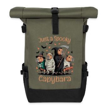 Süße Halloween-Capybara im Spuk-Kostüm - Rolltop Rucksack - Olive/Schwarz - Vorne