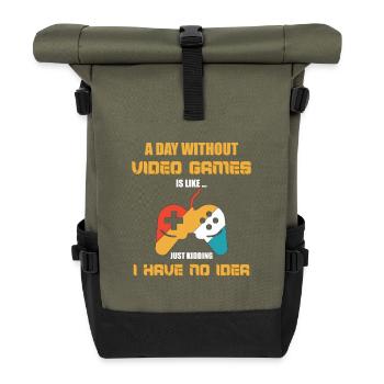 Day Without Video Games  - Roll Top Backpack - olive/black - Front