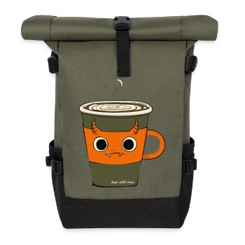 Basic Witch Brew | Funny Demon Coffee Mug - Rolltop Rucksack - Olive/Schwarz - Vorne