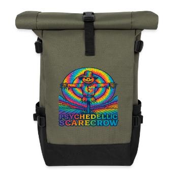 Psychedelische Vogelscheuche Trippy EDM Festival - Rolltop Rucksack - Olive/Schwarz - Vorne