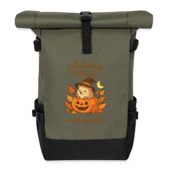  Herbstzauber mit Stacheln – Süßer Igel im Kürbis - Rolltop Rucksack - Olive/Schwarz - Vorne