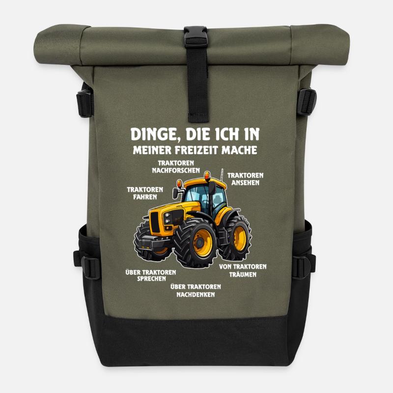 Things I do in my spare time Tractor - Roll Top Backpack - olive/black