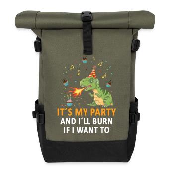 Dino Party avec souffle de feu et chapeau d’anniversaire - Sac à dos roll top - olive/noir - Devant