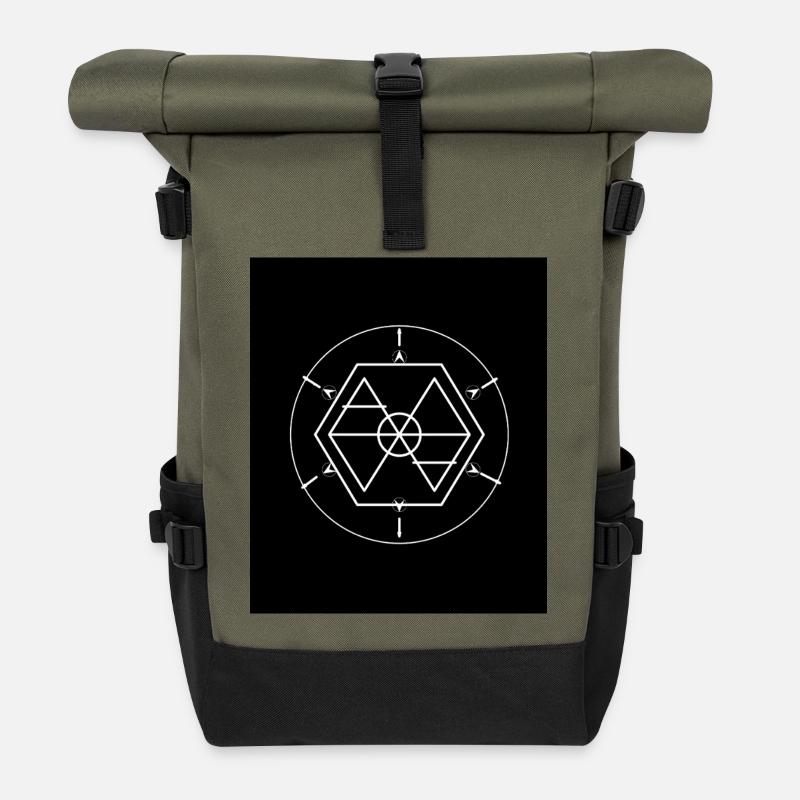 elemental_items all elements symbol. - Roll Top Backpack - olive/black