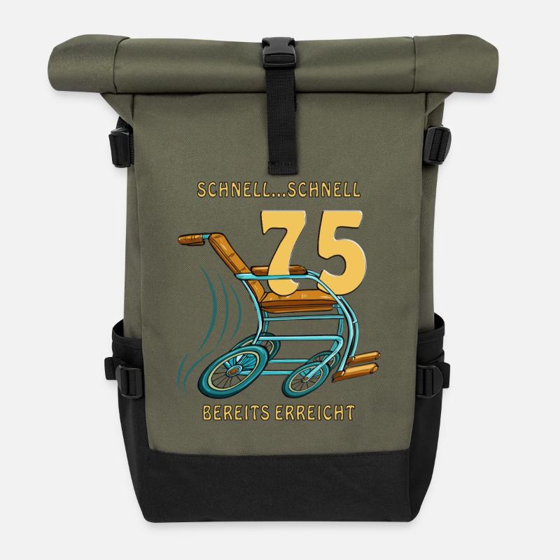 GEHHILFE SCHNELL...SCHNELL 75 BEREITS ERREICHT - Rolltop Rucksack - Olive/Schwarz