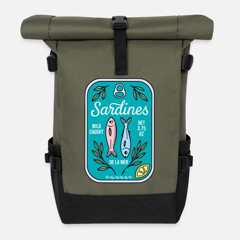 Sardinen - Rolltop Rucksack - Olive/Schwarz
