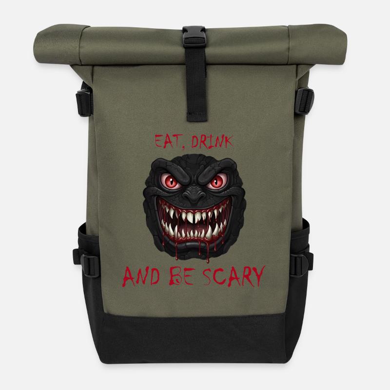 EAT DRINK AND BE SCARY Masque de Monstre HALLOWEEN - Sac à dos roll top - olive/noir
