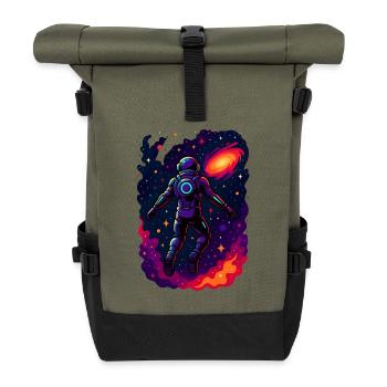 Cosmic Astronaut Exploring Galaxy - Roll Top Backpack - olive/black - Front