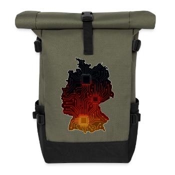 Allemagne Numérique | Carte - Sac à dos roll top - olive/noir - Devant