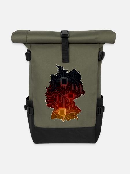 Deutschland Digital | Karte - Rolltop Rucksack - Olive/Schwarz