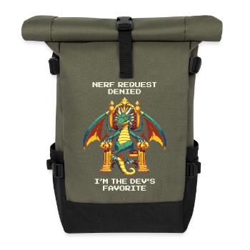 Liebling des Entwicklers | Drache - Rolltop Rucksack - Olive/Schwarz - Vorne