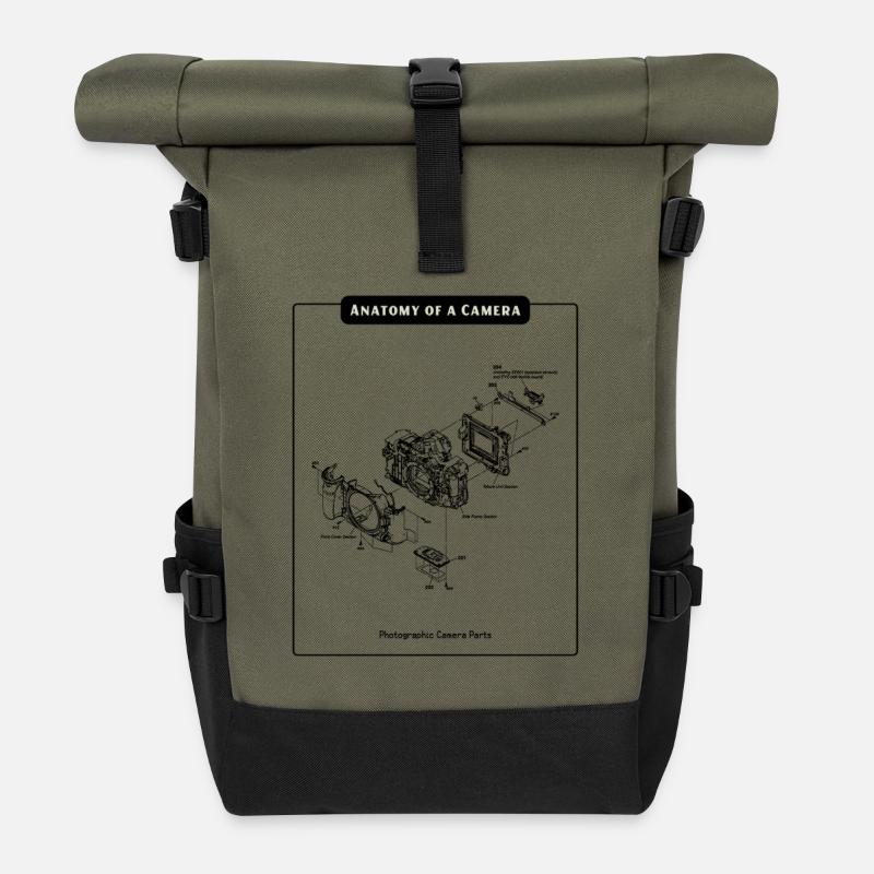 Anatomie der Kamera Silhouette - Rolltop Rucksack - Olive/Schwarz