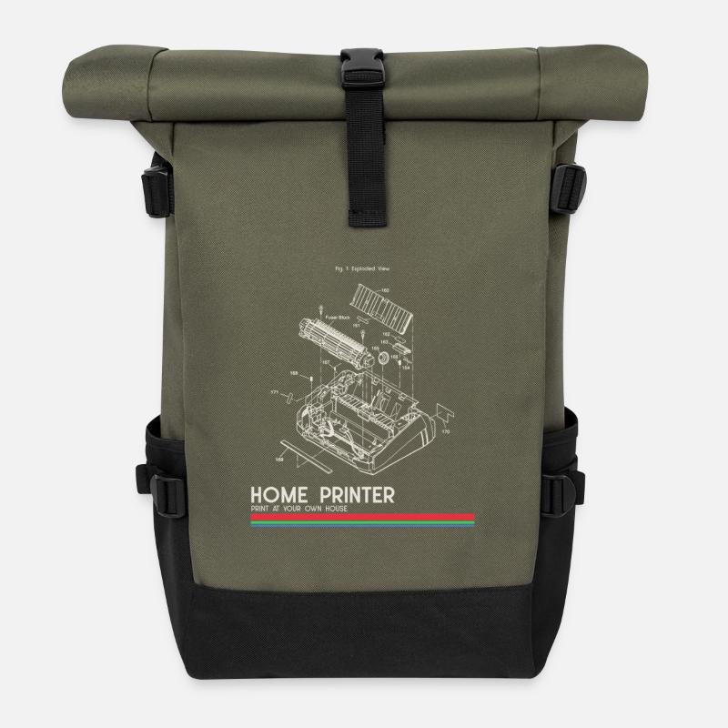 Home Printing Blueprint Imprimante DIY - Sac à dos roll top - olive/noir