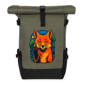 Mitternachtsfuchs rebellisch, liebe Füchse - Rolltop Rucksack - Olive/Schwarz - Vorne