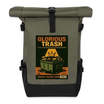 Glorreicher Müll Container Magazin - Rolltop Rucksack - Olive/Schwarz - Vorne