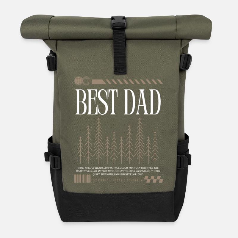 Bester Papa  - Rolltop Rucksack - Olive/Schwarz